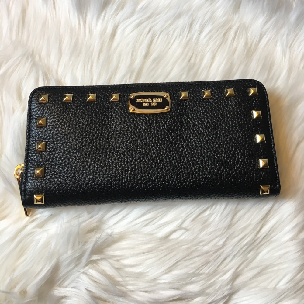 Michael Kors Black Wallet with Gold Studs